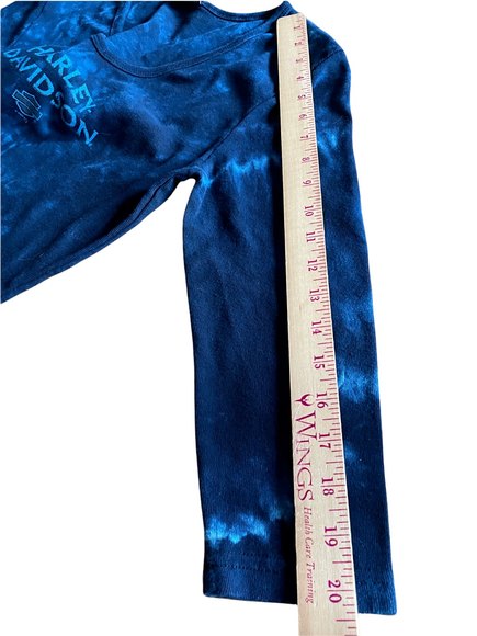Vintage Harley Davidson 01 Women Long Sleeve TShirt Blue Tye Dye Stillwater SZ L - Picture 5 of 7